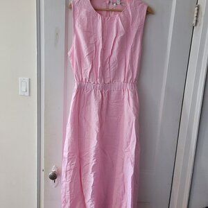 NWT Pink Evernew Noa Linen Midi Dress, Size 12 with a cutout in the back